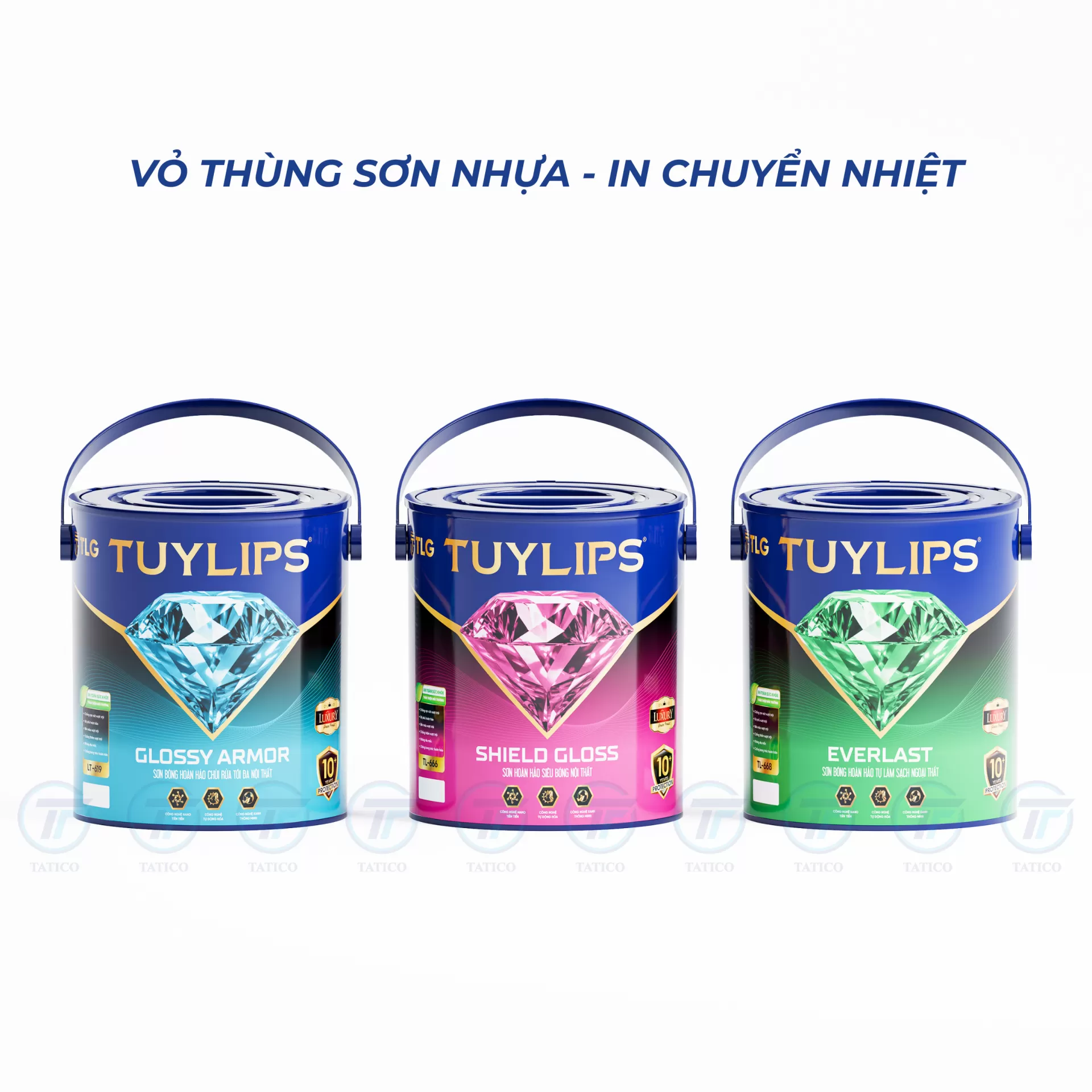 Vỏ thùng sơn nhựa Tatico mẫu độc quyền in chuyển nhiệt